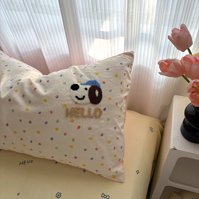 2025新款水洗棉毛巾绣枕套枕头芯套装一对装2非全棉纯棉48cmx74cm