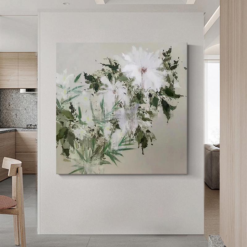 玄关手绘油画客厅肌理画赵无极抽象艺术装饰画法式餐厅挂画高级感