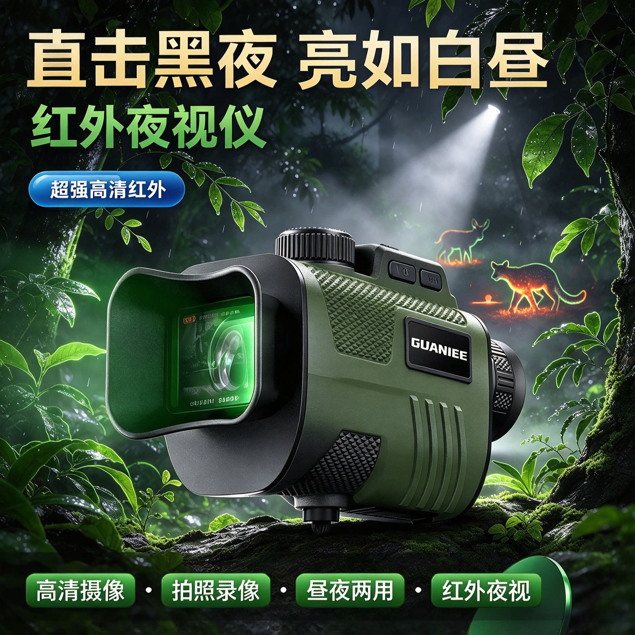 单筒夜视仪高清高倍神器红外线微光夜视望远镜夜间微光战术成像仪