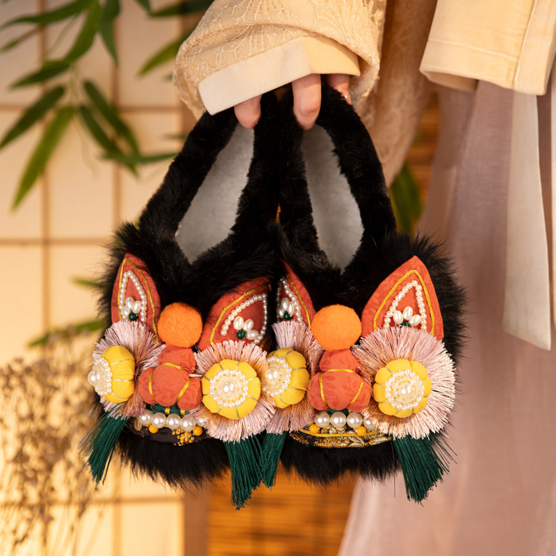 加绒国潮虎头鞋冬款新中式棉鞋