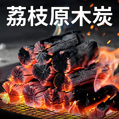 果木炭烧烤碳家用烤火取暖木炭无烟室内专用整箱10斤荔枝原木炭