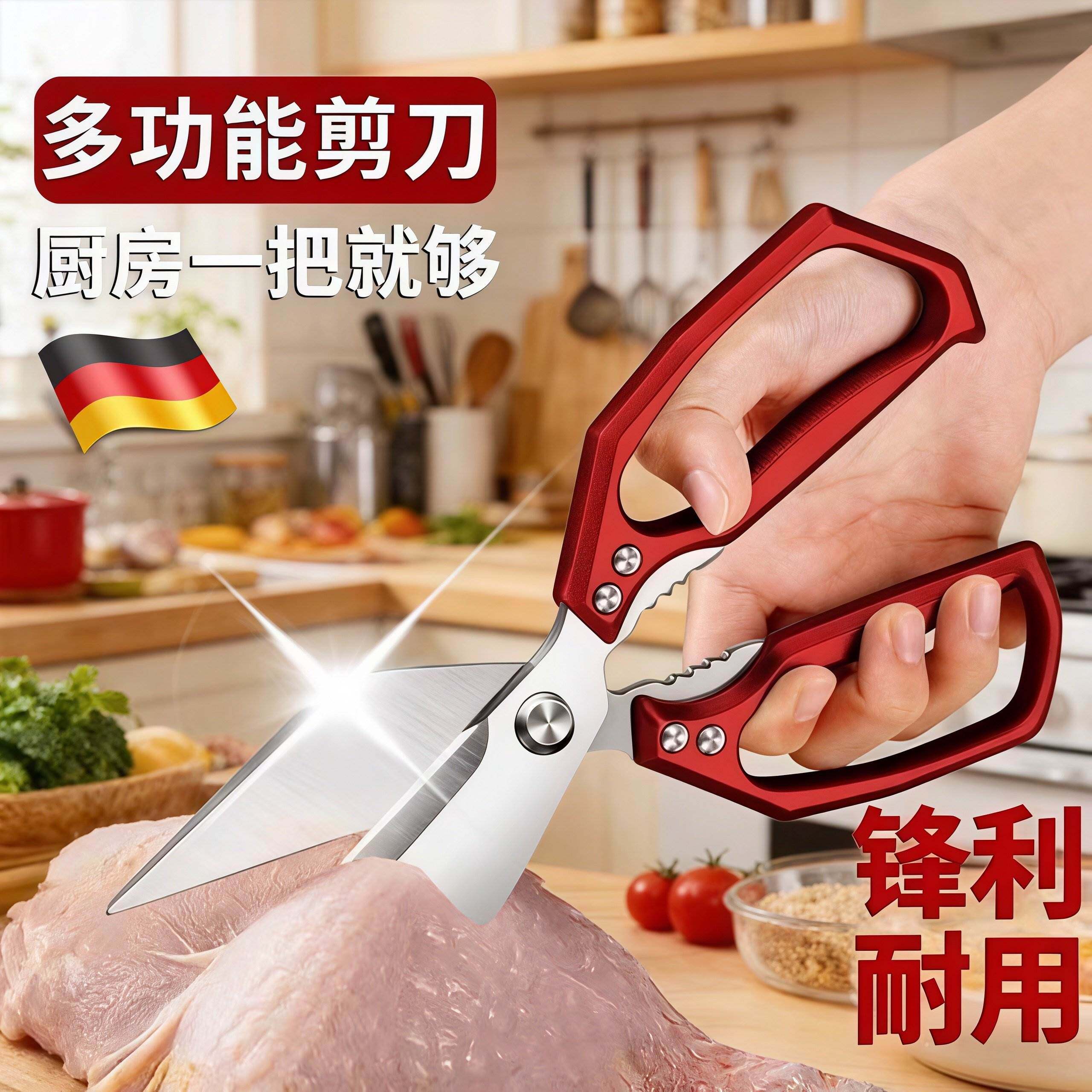 厨房剪刀家用不锈钢强力大头剪鸡鸭鹅骨头烤肉食物杀鱼专用剪刀PD图片