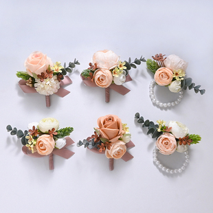森系婚礼新郎新娘高档精致胸花伴郎伴娘迎亲花一家人全套仿真襟花