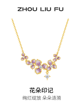 周六福S925银紫藤花项链女