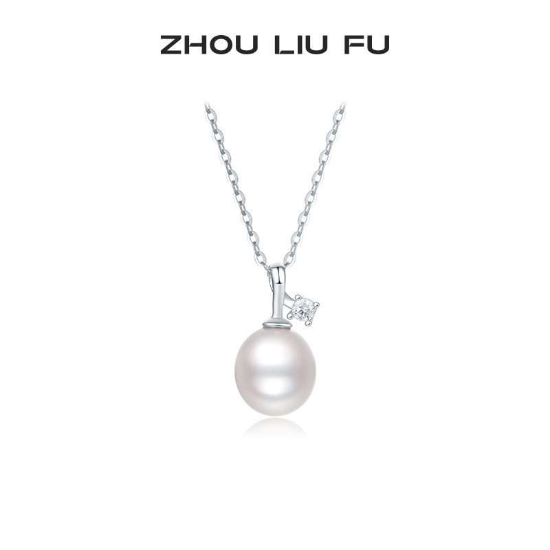 周六福知音项链女S925淡水珍珠链坠小众气质送女友节日礼物
