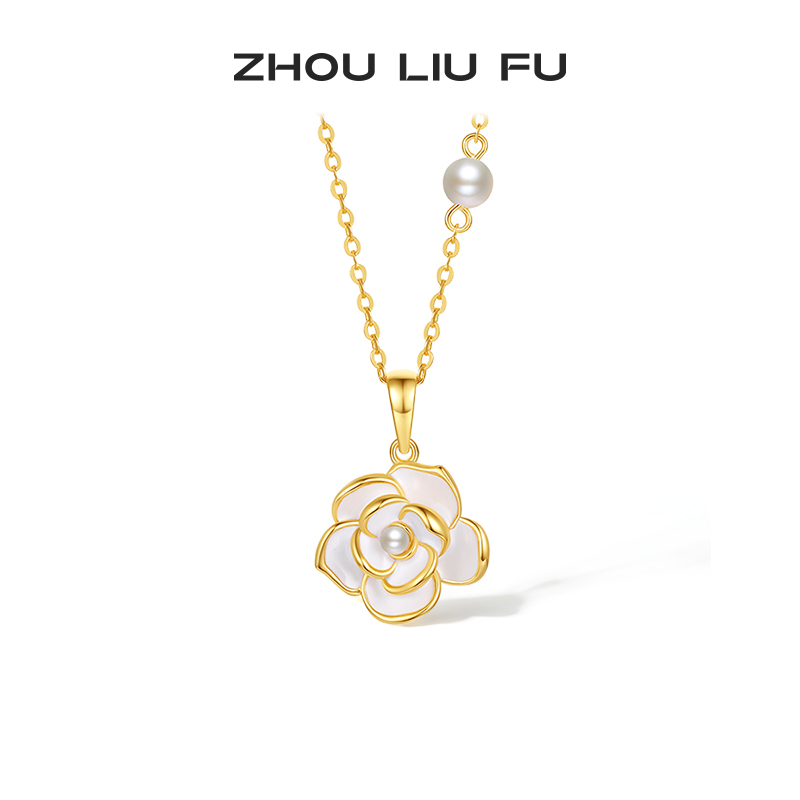 周六福S925银山茶花项链女