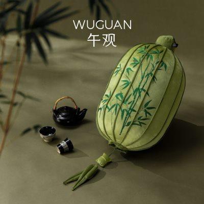 午观『竹镜』灯笼抱枕异形圆柱手枕新中式挂件摆件重磅刺绣圆抱枕