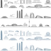 北京城市建筑插画景点天际线剪影剪影设计城市旅游线描地标志素材