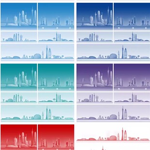 粤港澳大湾区广州香港珠海地标志澳门旅游剪影建筑深圳景点素材
