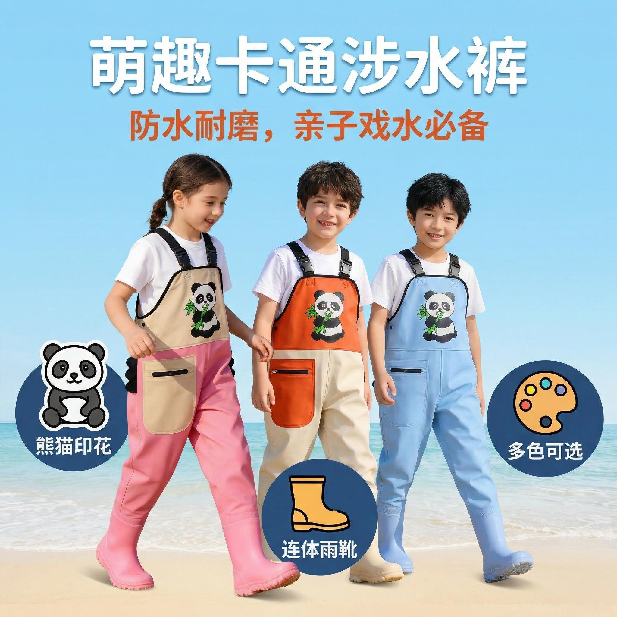 儿童连体下水裤防水赶海抓鱼