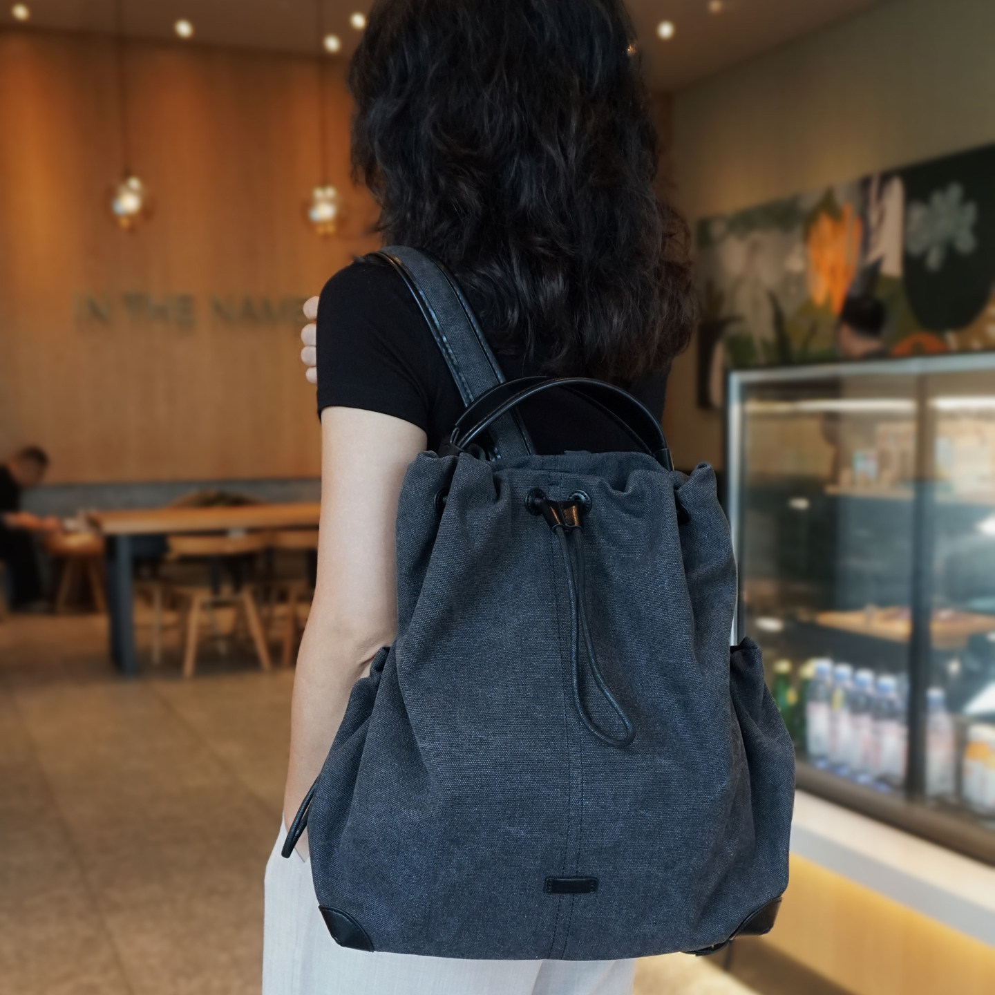 法国ZAMP双肩包女帆布抽带背包出行西域风情驼包潮女高级感背包女