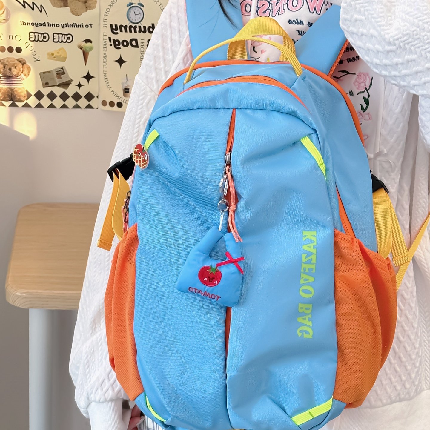 香港IT HKins户外运动双肩包旅行背包多巴胺拼色初高中学生书包女