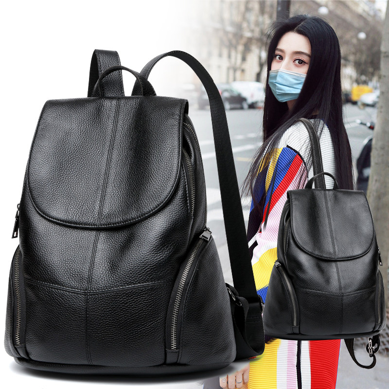 真皮双肩包女2026新款休闲大容量旅行包韩版软皮百搭时尚牛皮背包