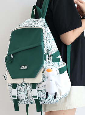 法国ZAMP轻奢新款大学生书包女原宿风涂鸦初中高中生双肩电脑背包
