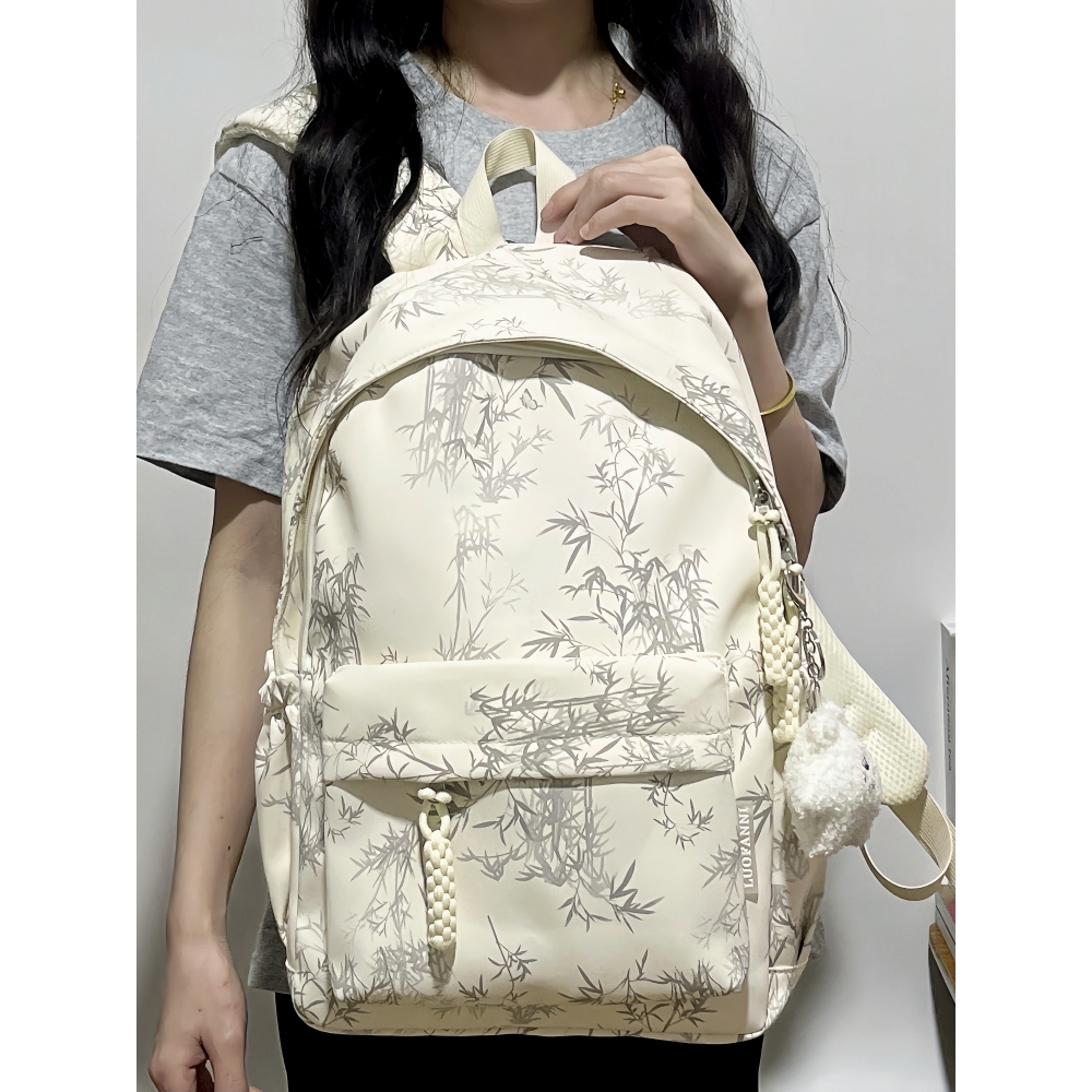 法国简约双肩包初中学生出游书包女高中生大容量背包大学男旅行包