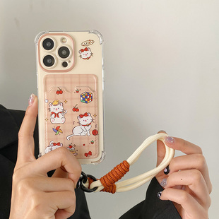 研派卡包适用iPhone16promax手机壳15pro新款 14苹果13防摔12美拉德色11短挂绳xsmax硅胶xr全包por小众13pro女