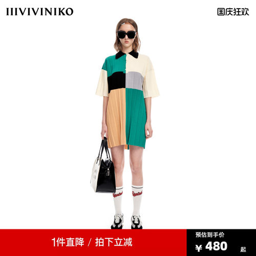 IIIVIVINIKO2023夏新品直身T恤感针织连身裙女M321116601D