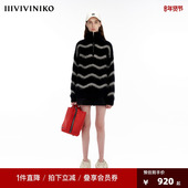 IIIVIVINIKO 波浪条纹多巴胺针织套头衫 贾玲同款 貉绒纱线