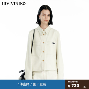 IIIVIVINIKO秋季新款箱型衬衣式牛仔夹克外套女C431405223A