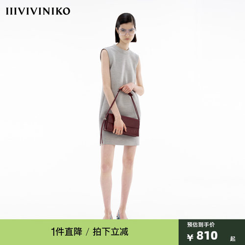 IIIVIVINIKO春季新款复古气质修身简约无袖连衣裙女M410618360C