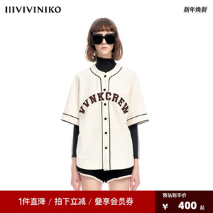 IIIVIVINIKO2023夏新品 棒球夹克女M322035363D 短袖
