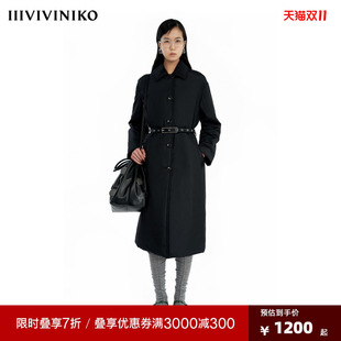 IIIVIVINIKO冬季新款风衣廓形腰带长款棉服外套女B441913010C