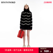 波浪条纹多巴胺针织套头衫 貉绒纱线 贾玲同款 IIIVIVINIKO