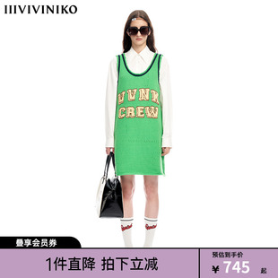 早春新品 IIIVIVINIKO薇薏蔻绵羊毛学院风篮球背心针织连衣裙