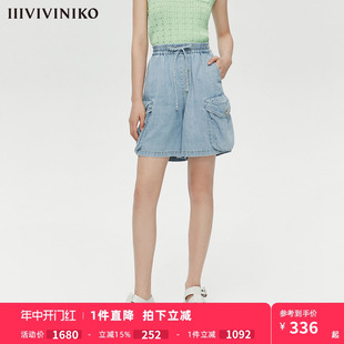 IIIVIVINIKO春夏新品 牛仔短裤 子女M121828189E 帅气宽松工装