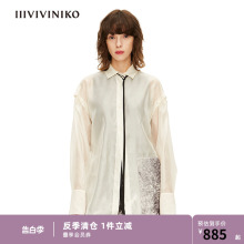 IIIVIVINIKO春夏新品丝绸感H型主题印花衬衫女M220407120E