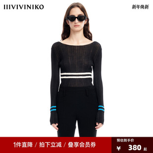 PLUS小众设计⼀字肩罗纹打底衫 VVNK JANE