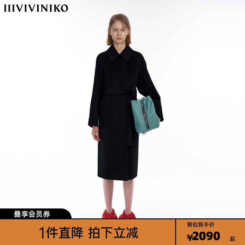 IIIVIVINIKO“羊毛羊绒混纺”双面呢长毛呢大衣外套女M349026113D