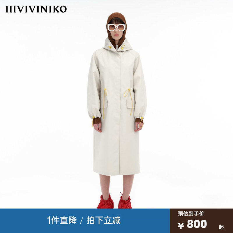 IIIVIVINIKO“双面异色复合面料”休闲长款运动风衣女M330902140B