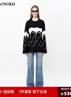 【设计师款】秋冬新品「JEN UMAN系列」长袖印花T恤女J330551305B