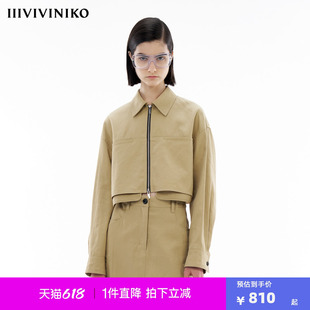 【李兰迪同款】IIIVIVINIKO春季新款简约短箱型时尚夹克外套女