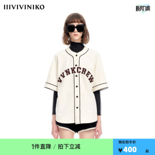 IIIVIVINIKO2023夏新品 棒球夹克女M322035363D 短袖
