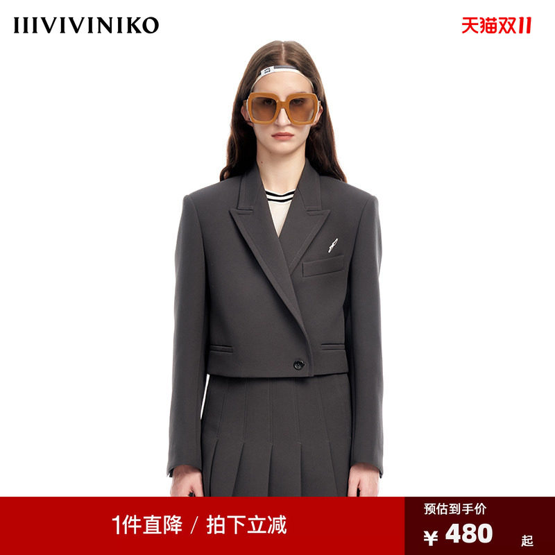 【早春新品】IIIVIVINIKO薇薏蔻复古英伦制服学院风短款西装外套