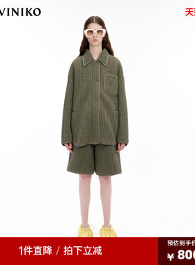 IIIVIVINIKO冬季新品宽松保暖厚版衍缝廓形棉服外套女M341901384F