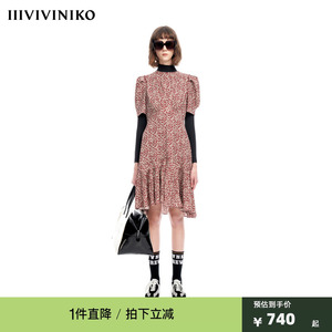 IIIVIVINIKO2023夏新品圆领碎花连身裙女M320616128E