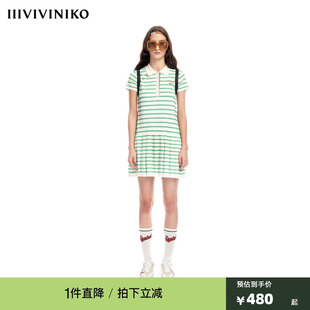 直身百褶Polo领连身裙女M321118602E IIIVIVINIKO2023夏新品