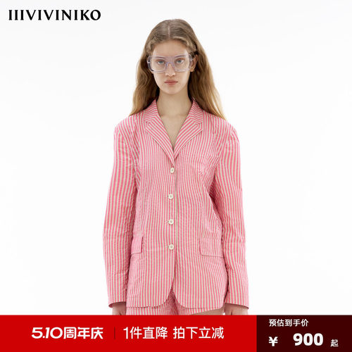 【Solotex纱线】IIIVIVINIKO夏季新款条纹休闲慵懒西装外套女