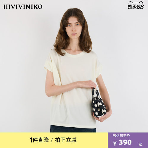 IIIVIVINIKO2025夏季新款扭结袖宽松T恤