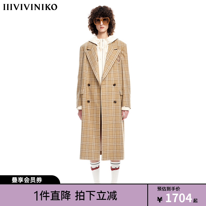 兔绒羊毛混纺，英伦格纹复古百搭