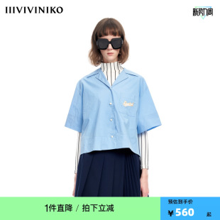 IIIVIVINIKOxSSG联名合作系列质感棉古巴衬衫 女C320448161C