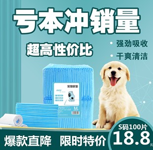 狗狗尿片100片宠物卫生垫尿垫一次性猫咪金毛大号尿布吸水垫仓鼠