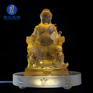 琉璃文关公财神关二爷伽蓝菩萨桌面商铺商店聚财招财摆件家用佛像