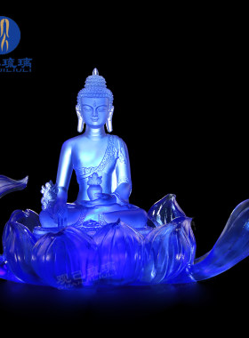 观己琉璃莲花药师佛寺院佛像