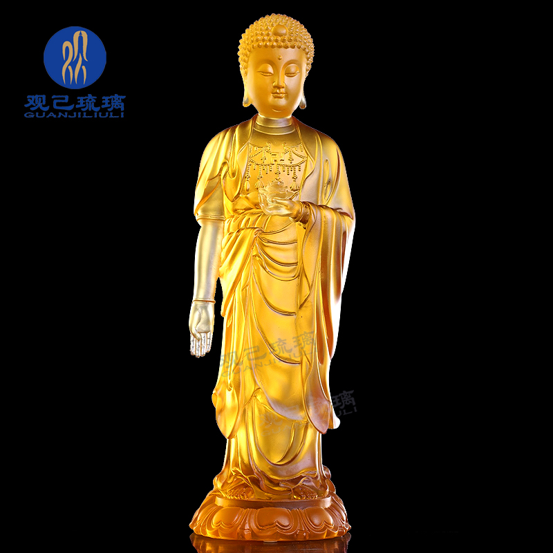 观己琉璃西方阿弥陀佛佛像摆件