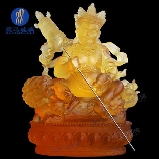 财宝天王像古琉璃北方多闻天王密宗毗沙门护法佛堂家居摆件财神爷
