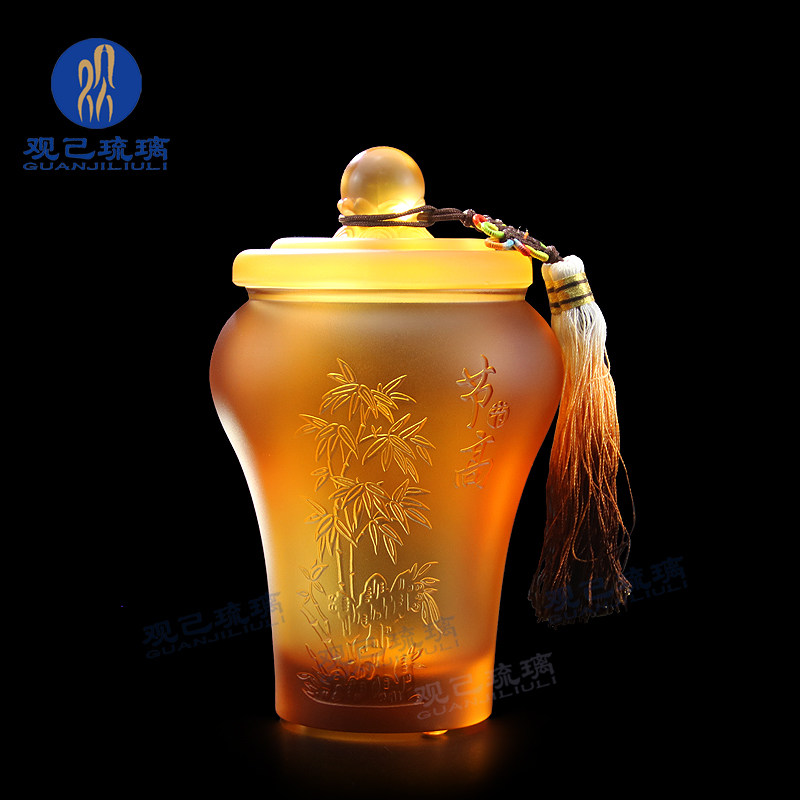 琉璃茶叶罐节节高摆件琉璃储茶罐茶叶盒密封罐公司年会礼品创意